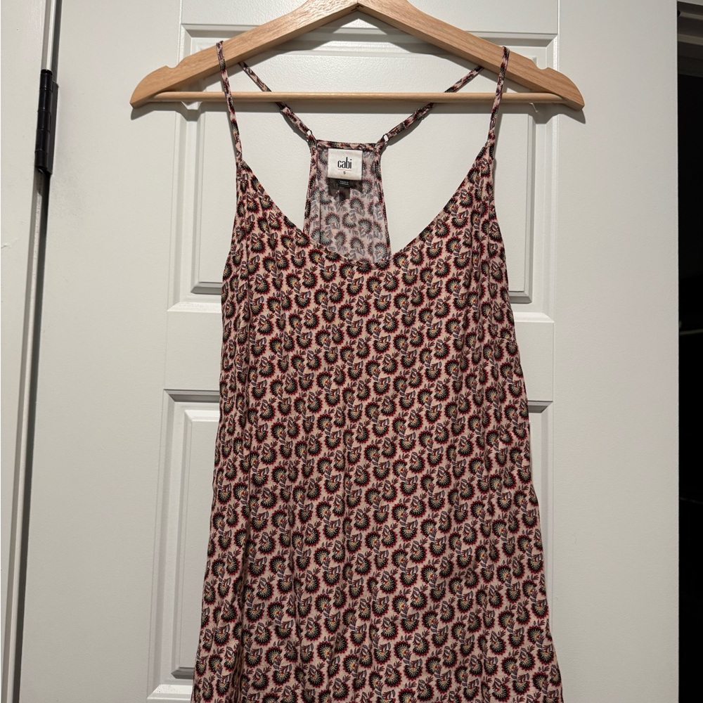 CAbi Pink and Black Patterned Tank Top